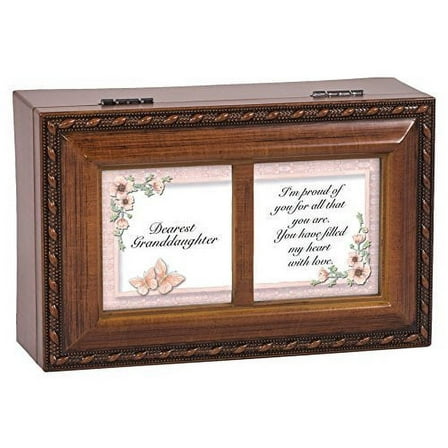 Dearest Granddaughter I'm Proud of You Wood Finish Jewelry Music Box Plays Tune Ave Maria