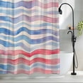 thumbnail image 2 of Watercolors Red Blue Wave Fabric Shower Curtain Modern Art Washable Shower Curtains for Bathroom, Waterproof Bath Curtain with Hooks Home Decor 72x72in, 2 of 8