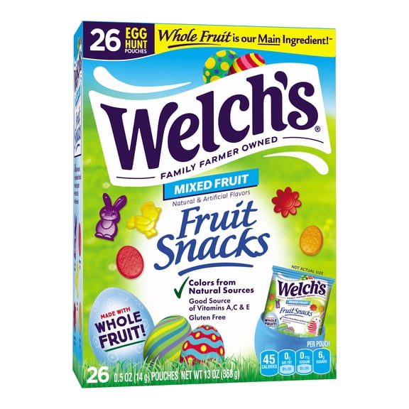 Welch's Fruit Snacks Easter Mixed Fruit Gluten-Free Soft Fruit Snacks, 13 oz, 26 Count