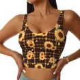 thumbnail image 2 of Lsque Brown Plaid Sunflower Printed Women'S Sports Bra, Compression, Moisture Wicking, High-Impact Sports Bra For Women,Supportive sports bra-Small, 2 of 9