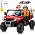 thumbnail image 1 of Joyracer 4WD 24 Volts Ride on Toys with Remote Control, 4X200W Power Car Wheels UTV, 2 Seater Powered Ride on Dump Truck, Electric Car for Kids, Bluetooth/Music/Spring Suspension, Red, 1 of 12