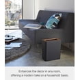 thumbnail image 2 of Yamazaki Home Trash Can - Two Styles, Walnut, Steel + Wood, Rectangle, 2.5 gallons, 10 liters, Conceals Trash Liners, Lid, No Assembly, 2 of 5