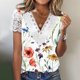 thumbnail image 1 of ICHUANYI ClearanceWomen Fashion Summer Sexy Fold Printed Regular Women Short Sleeves V Neck Button Top(Beige, XL) ICHUANYI WER20232080506760, 1 of 5