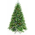 thumbnail image 2 of Prelit Christmas Tree Artificial Hinged Xmas Tree with Stand,Multicolor Lights,Decorated for Home Holiday,6FT, 2 of 10