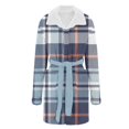 thumbnail image 4 of Women's Long Sleeve Plush Bathrobe - Winter Warm Christmas Checkered Homewear, Light Blue, M, 4 of 5