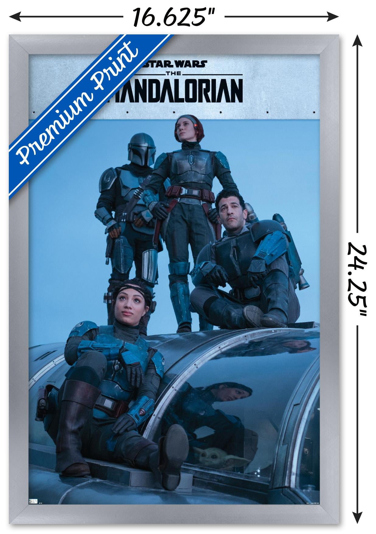 Star Wars: The Mandalorian Season 2 - Mandalorian Group Wall Poster, 14.725" x 22.375", Framed