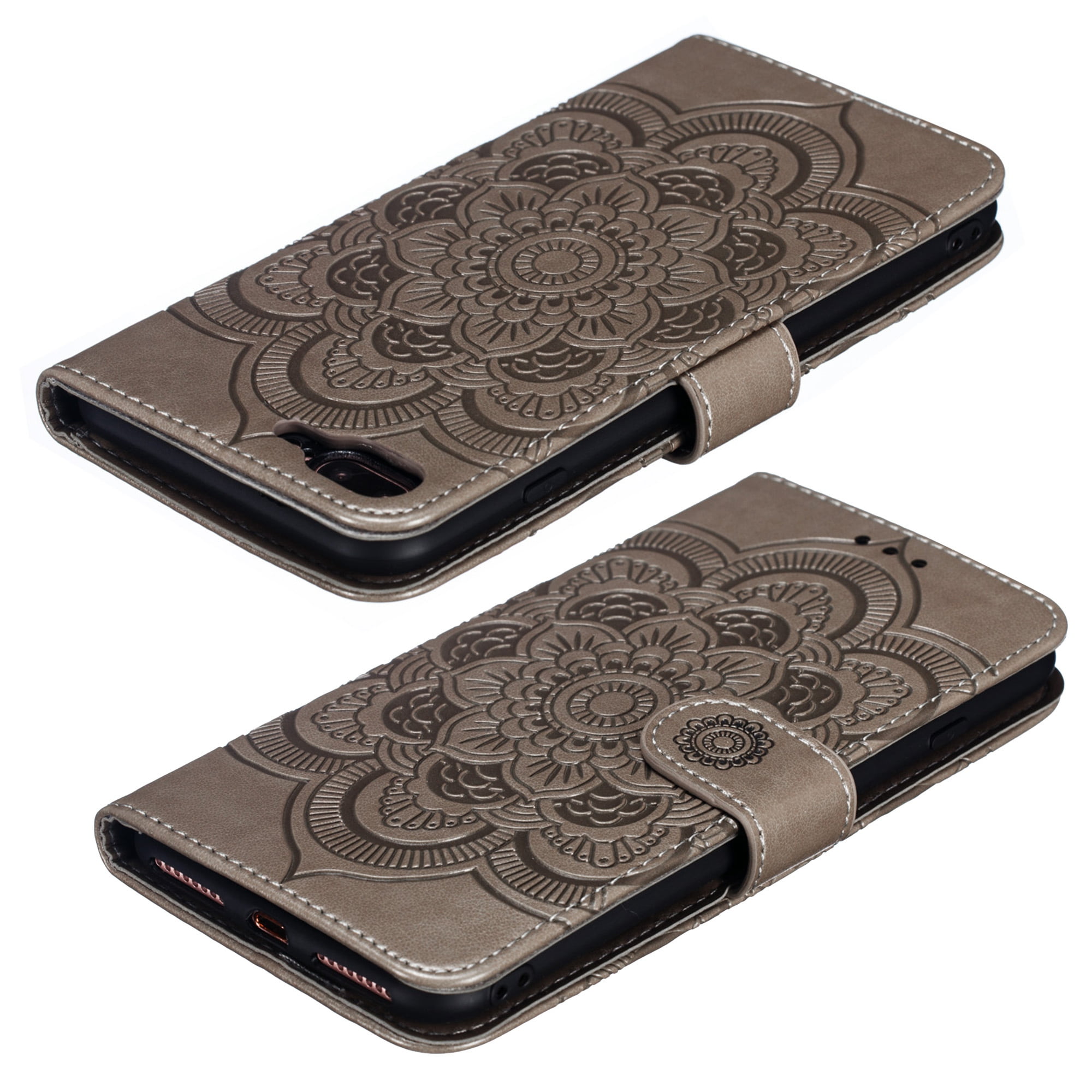 Flip Case Wallet Leather Emboss Mandala Rattan Flower Magnetic Protective Purse Cover with Card Slots for iPhone 7 Plus 8 Plus Navy HAOTP iPhone 8 Plus Wallet Case,iPhone 7 Plus Flower Case 