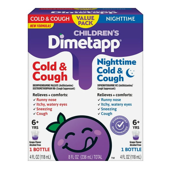 Dimetapp Childrens Cold & Cough and Nighttime Cold & Cough Medicine, Value Pack (2) 4oz Bottles
