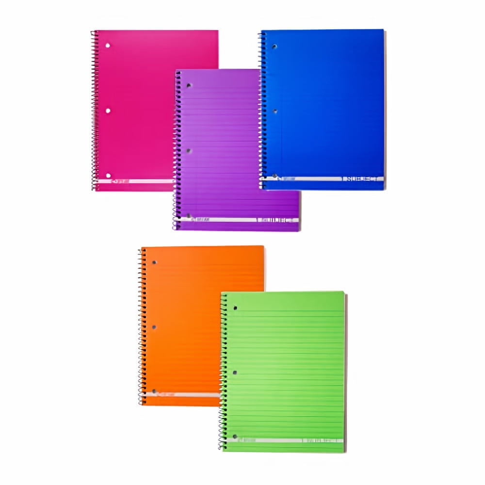 Top Flight Boss Poly Cover 1-Subject Wirebound Notebook, 90 Sheets, 3-Hole Punched, Wide Rule, 10.5 x 8 Inches, 1 Notebo (Pack of 24)