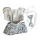 thumbnail image 4 of Ropa de muñeca de peluche vestir la imaginación para niñas pequeñas, disfraces educativos de manga corta con flexibilidad para muñeca de 6,69 pulgadas flores azules, 4 of 8