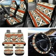thumbnail image 3 of Jeiento Southwest Native Car Seat Cover Full Set Steering Wheel Cover Seat Belt Covers Trash Bag American Navajo Tribal Air Vent Holder Rear View Mirror Cover Cup Coasters Key Chain 15 PCS, 3 of 6