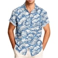 thumbnail image 2 of Ceisia Men's Relaxed Fit Blue Seashell Marine Print Turndown Collar Short Sleeve Casual Shirt Gifts, 2 of 6