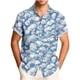 thumbnail image 2 of Blusa y camisa de manga corta con cuello vuelto para hombre, blusa informal de moda con cuello vuelto, blusa estampada de manga corta con botones, blusa de poliéster para hombre, 2 of 6