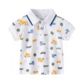 thumbnail image 2 of LYMAYTER Toddler Baby Boys Lapel Short Sleeves T-Shirt 2-10T Kids Summer Pullover Cartoon Cotton Shirt Tops with Buttons, 2 of 11