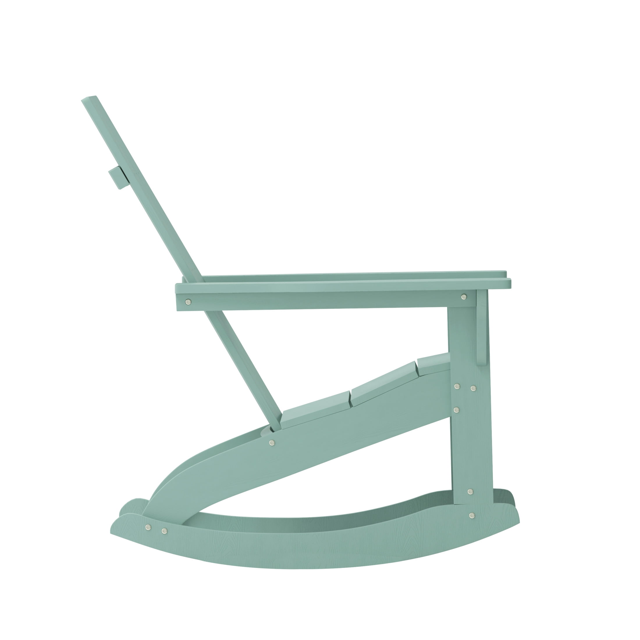 BizChair Modern Commercial Grade Poly Resin Wood Adirondack Rocking Chair - All Weather Sea Foam Polystyrene - Dual Slat Back - Stainless Steel Hardware
