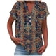thumbnail image 1 of Camisetas de Manga Corta para las Mujeres Casual Impreso Botón Casa V-Cuello Camiseta Blusas, Poliéster, 1 of 5