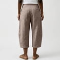 thumbnail image 5 of Zjunqe Capri Linen Barrel Pants for Women Drawstring Wide Leg Cotton Linen Cropped 2026 Casual Loose Summer Beach Vacation Flowy Boho Baggy Palazzo Trousers Wide Leg Barrel Harem Pants Khaki S, 5 of 6