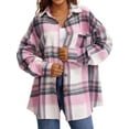 thumbnail image 3 of UVN Plaid Shirts for Women Flannel Long Sleeve Shacket Jacket Ladies Shirt Button Down Top Casual Coats, 3 of 8