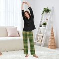 thumbnail image 6 of Dailycode Women's Pajama Pants Wide Leg Lounge Pj Bottoms With Pockets Polka Dot Green Plaid, 6 of 7