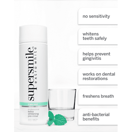 Supersmile Extra Whitening Pre-Rinse - Clinically Formulated Pre-Brush Dental Mouthwash, 16 Fl. Oz (1-Bottle)
