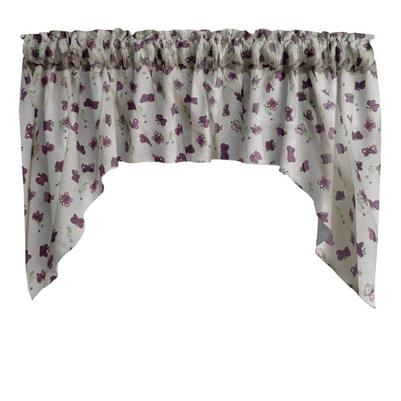 Swag Valance Cotton Floral Butterflies Print 58" Wide / 36" Tall