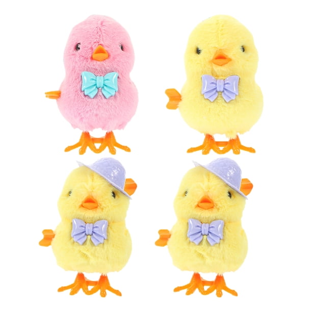 BRIGHTFUFU 4 Uds. De pollito de Pascua para niños, juguete de peluche de pollo saltador, cesta de huevos, juguete de pollito