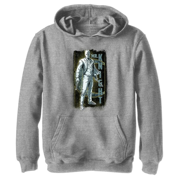 Boy's Marvel: Moon Knight Sketch Portrait of Mr. Knight  Pull Over Hoodie Athletic Heather Small
