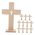 thumbnail image 6 of IDEANATEGRATE Decorative Wooden Cross Beige 12Pcs 4.4x2.9x1.0in, 6 of 8