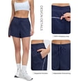 thumbnail image 3 of FITOP Women's High Waisted Running Shorts Quick Dry Athletic Casual Shorts with Zipper Pockets,Blue,Size L, 3 of 6