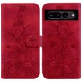 thumbnail image 2 of Compatible avec Google Pixel 7 Pro Étui Portefeuille Embossé Lily avec Porte-Cartes Étui à Rabat en Cuir PU, 2 of 5
