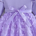 thumbnail image 4 of Gibobby Girls Velvet Dress Ruffled Long Sleeve Casual Spring Fall Dress Princess Christmas Party Dress Winter Outfits,Purple,5-6 Y, 4 of 6