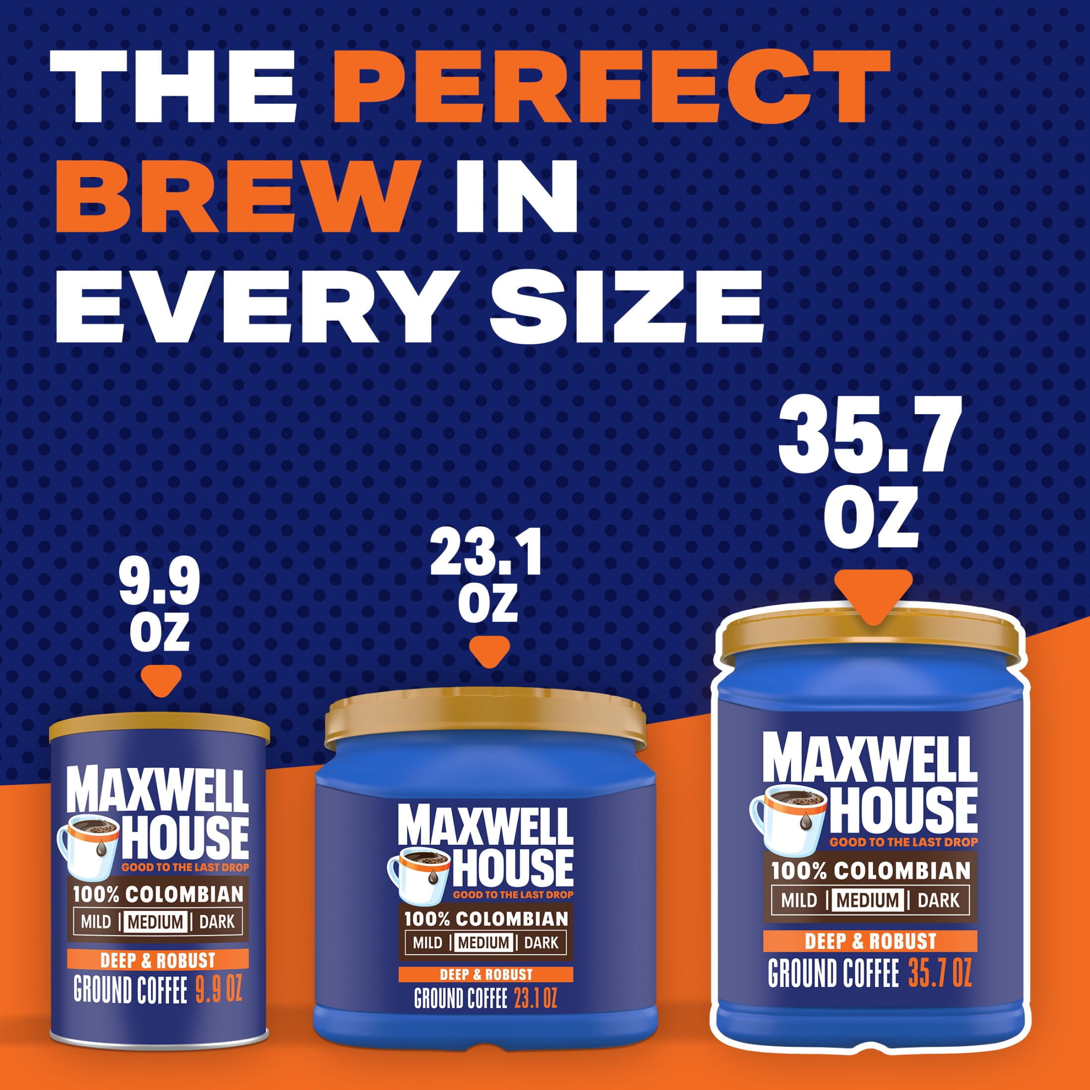 (6 pack) Maxwell House 100% Colombian Ground Coffee, 35.7 oz Canister