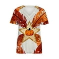 thumbnail image 6 of Feancey Women's Scrubs Tops Thanksgiving Funny Turkey Print Working T-Shirts Nurse Short Sleeve V Neck Medical Scrub Tops with Pockets Multicolor S, 6 of 7