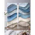 thumbnail image 2 of Blue Beige Ombre Sheer Curtains 96 Inch Length 2 Panels Set, Moire Modern Geometric Abstract Voile Window Treatment Semi Sheer Long Curtains Drapes for Bedroom/Living Room/Kitchen 52"x96"x2, 2 of 7