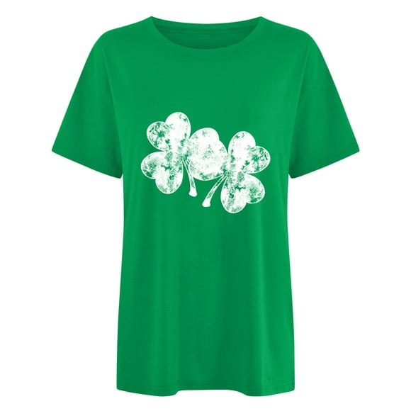 Bowake Womens Short Sleeve St. Patrick's Day Shirts Crewneck Green Tops 2024 Fashion Shamrock Clover Tees Tank Shirts