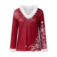 thumbnail image 4 of NMMUED Women's Christmas Shirts V Neck T Shirts for Women Womens Christmas Tops Long Sleeve Tunic Tops for Women's Christmas Shirts Womens Blouses Casual Christmas Outfits for Women Brick Red 2 L, 4 of 4