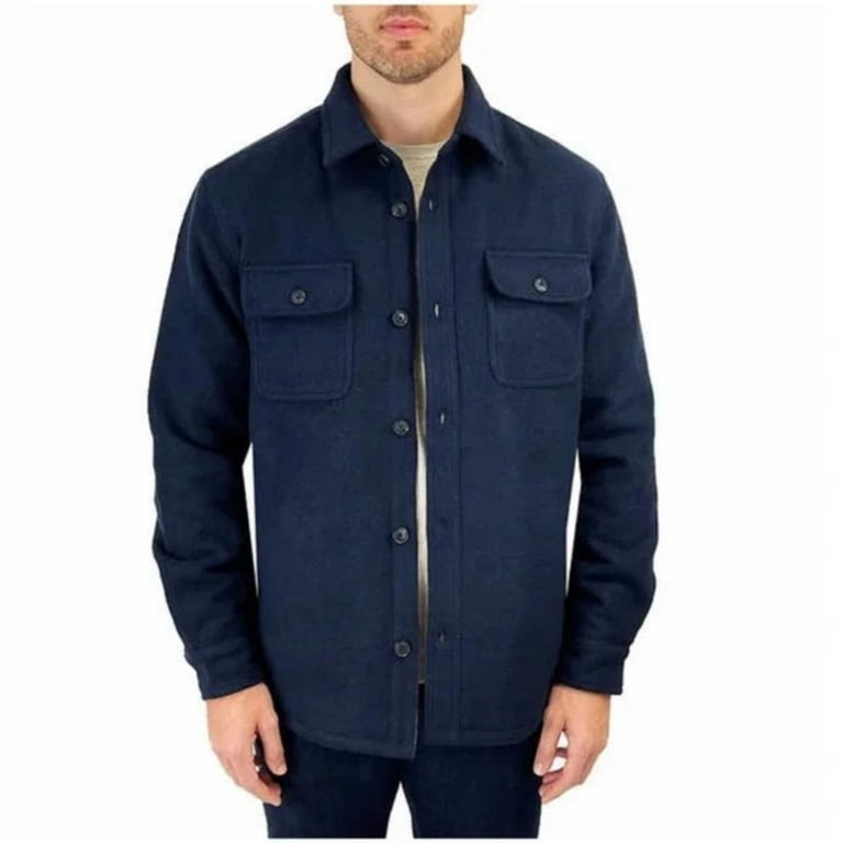 Jachs New York Men's Wool Blend Sherpa Lined Shirt Jacket (Green