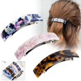 thumbnail image 2 of Pasadores franceses grandes para mujer, cabello fino y grueso, pinzas para el cabello clásicas de concha de tortuga, soporte para cola de caballo de celuloide curvo ancho, paquete de 6, 2 of 5