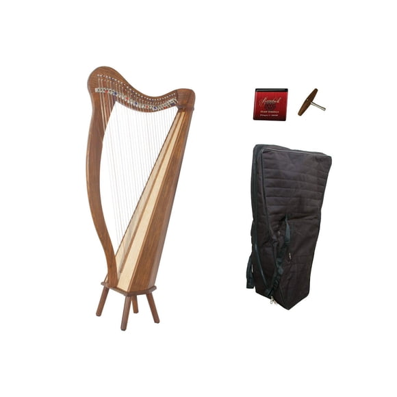 Roosebeck 29-String Mintrel Pedestal Harp w/Chelby Levers & Bag, 5 Panel