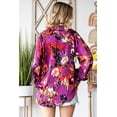 thumbnail image 4 of SIEANE Women's Graffiti Printed V Neck Puff Sleeve Blouse Long Sleeve Satin Blouse Tops,L, 4 of 5