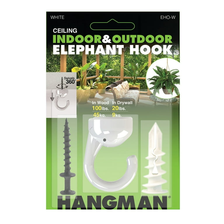Indoor/Outdoor Elephant Ceiling Hook in White Indoor/Outdoor Elephant Ceiling Hook in White