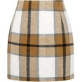 thumbnail image 2 of Womens Wool Plaid Mini Skirt Fall Winter High Waisted Bodycon Pencil Skirt, 2 of 6
