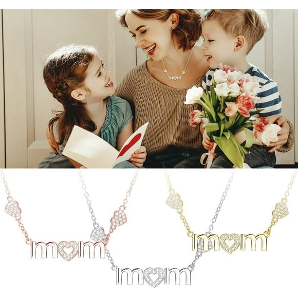 Mom Necklace for Women Mom Heart Letters Pendant Necklace Mother