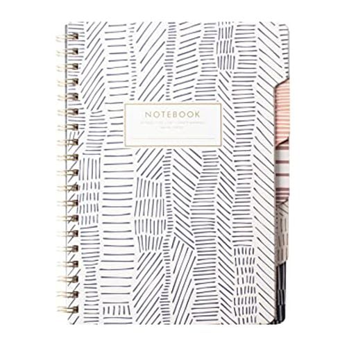 Cuaderno pestañas Fringe Studio, "Líneas tribales", tapa flexible, rayado universitario, pestaña troquelada, 7.25"x10", 180 páginas (343007), multicolor