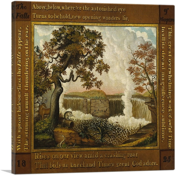 ARTCANVAS The Falls of Niagara 1825 Canvas Art Print by Edward Hicks - Size: 26" x 26" (0.75" Deep)