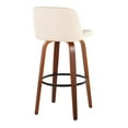 thumbnail image 3 of LumiSource Walnut Wood, Cream PU, Black Metal Toriano 30" Fixed Height Barstool - Set of 2, 3 of 3