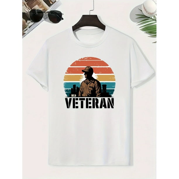 Boys "Veteran" Graphic T-Shirt - Casual Lightweight Cotton Short Sleeve Top with City Skyline Design, Comfortable Summer Clothing for Youngsters, Everyday Comfort | Patriotic Clothing