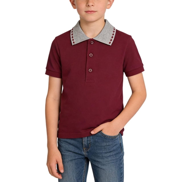 Odeerbi Camisas de Golf de Niños Algodón Color Sólido Camisas de Tenis de Manga Corta Uniforme Escolar