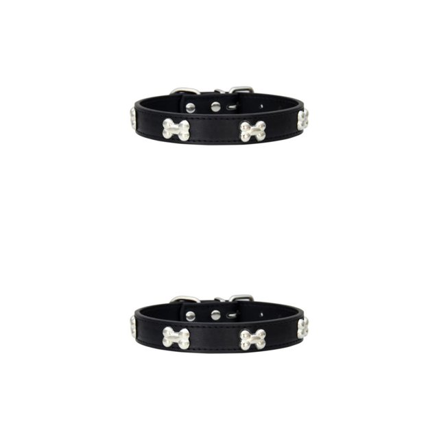 Transemion Collier pour Chat en PU Port Confortable Élégant Plusieurs Tailles Disponibles Ajustable Noir 1,5*37 cm 2 Ensembles