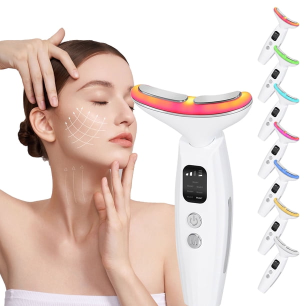 Fiudx Ofertas flash del día solo en línea Masajeadores de luz para rostro y cuello Masajeadores de luz 7 colores para rostro y cuello Herramientas de belleza para el cuidado del hogar Regalos de Navi